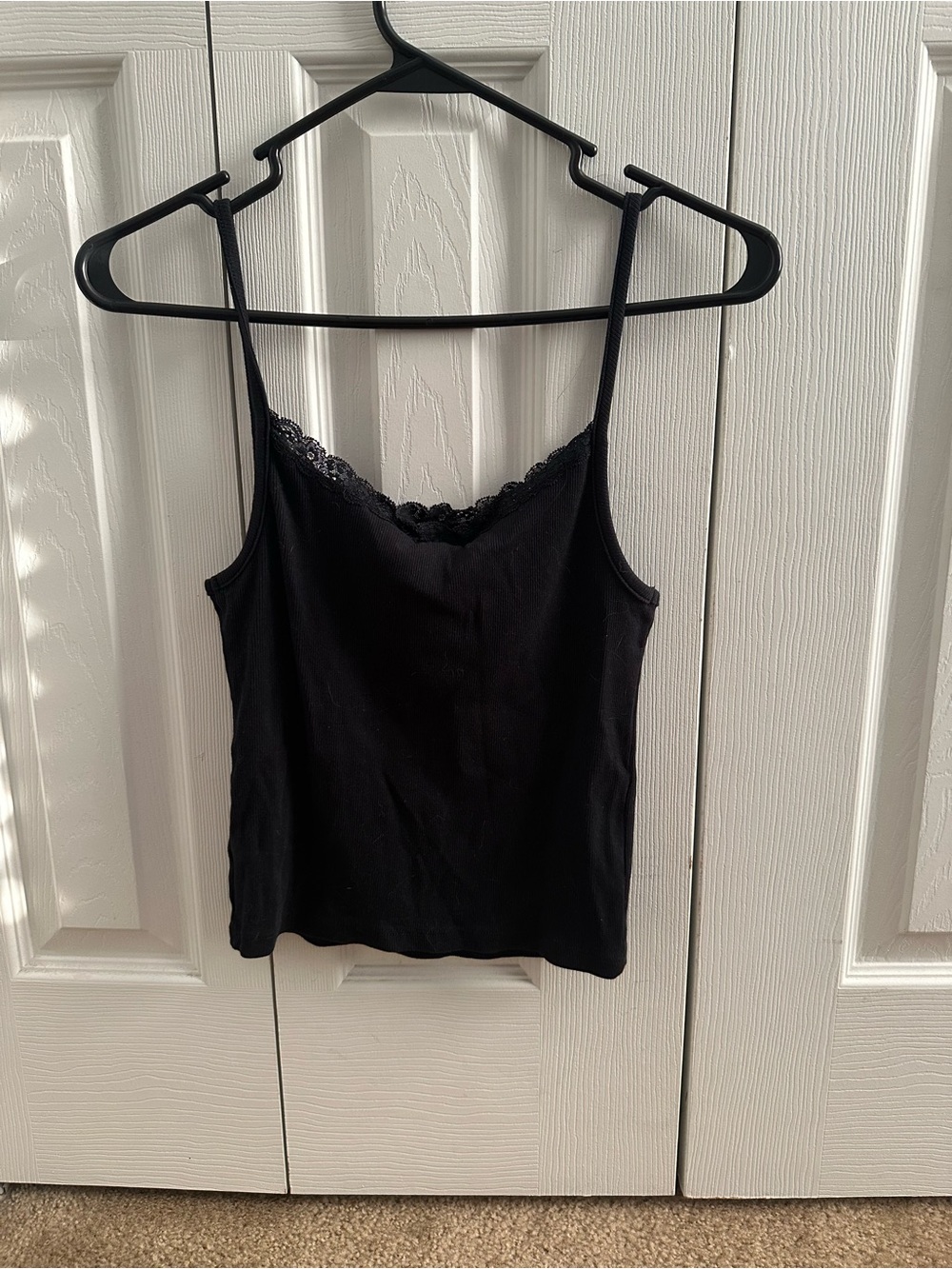 Black Lace-Trim Cami Tank Top